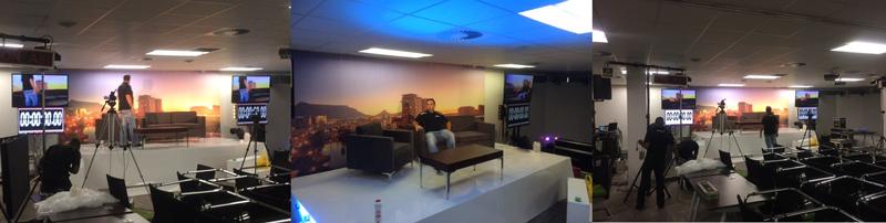 AVDirectcc's tweet photo. Studio setup for AGSA at Century City - #Stage #Set #CityBackdrop #Lighting #camera - #OnAIR #EventsWithEnergy http://t.co/BtlDPeGQRY