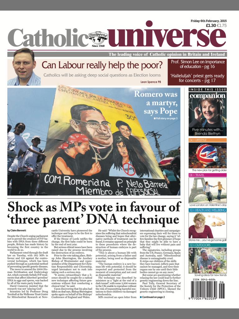 TheLeonSpence's tweet photo. Lovely to have my column trailed on front cover of Catholic Universe. On the failings of the Big Society. http://t.co/DhZSppgw1I