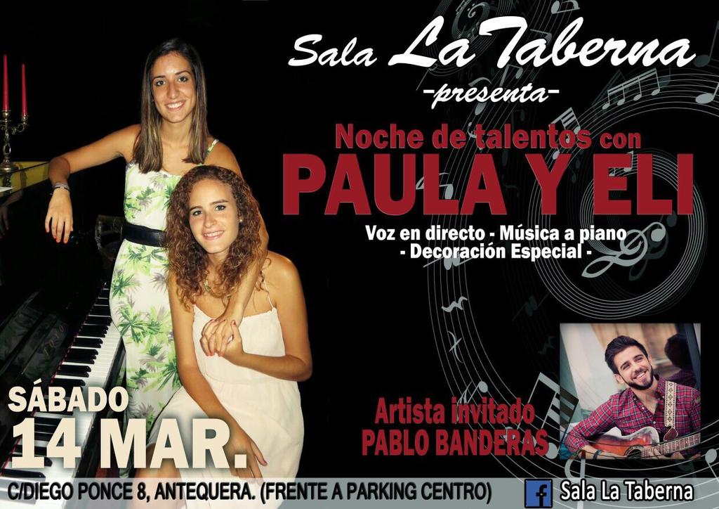 elitapiano's tweet photo. 14 MARZO... ANTEQUERA.. @CGpaaula y yo, junto a la colaboración de @PabloBanderas_ os invitamos a nuestro CONCIERTO!! http://t.co/OY90ZOEYAg