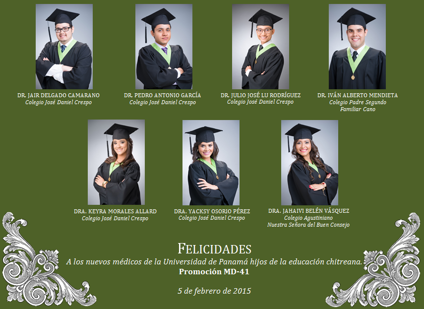 Euphos12's tweet photo. Hoy la Universidad de Panamá gradúa de médico a 7 egresados de colegios @Chitreanos http://t.co/L1lIeVJD8y