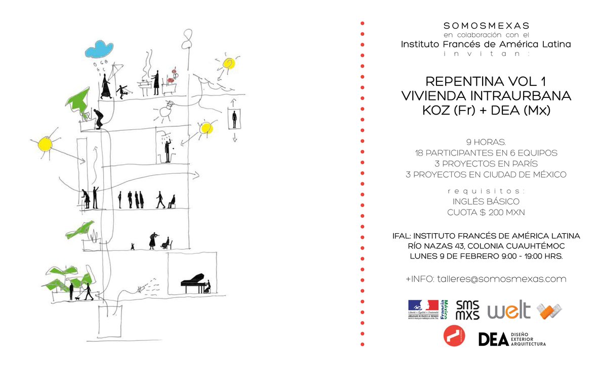 somosmexas's tweet photo. No se pierdan el taller:

Repentina Vol. 1 [Vivienda Intraurbana] 

KOZ y @DEAmexico en el IFAL de @FranciaenMexico. http://t.co/D8xYZ8JbS9