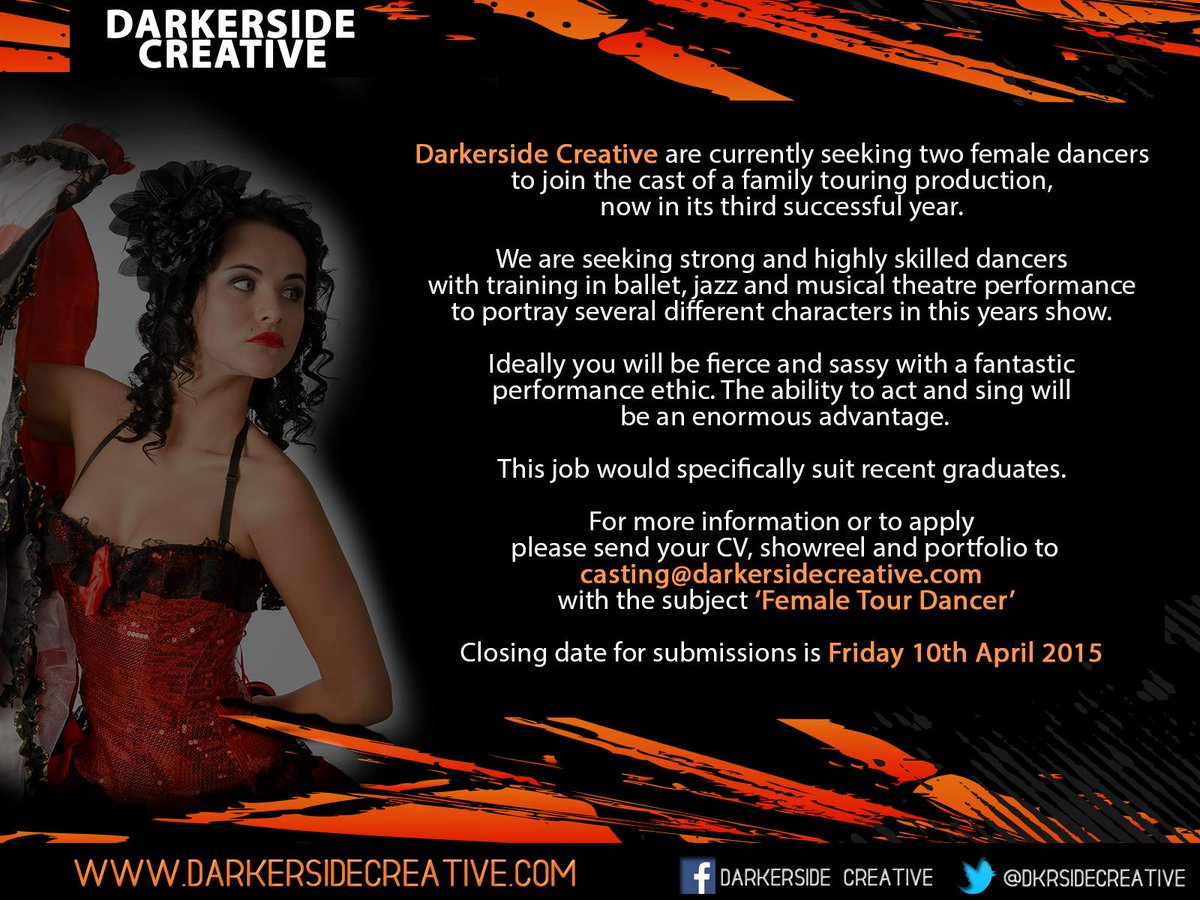 DARKERSIDETECH's tweet image. More exciting castings! #dancer #dancerjobs #castingcallpro #femaledancer #casting #auditionsuk