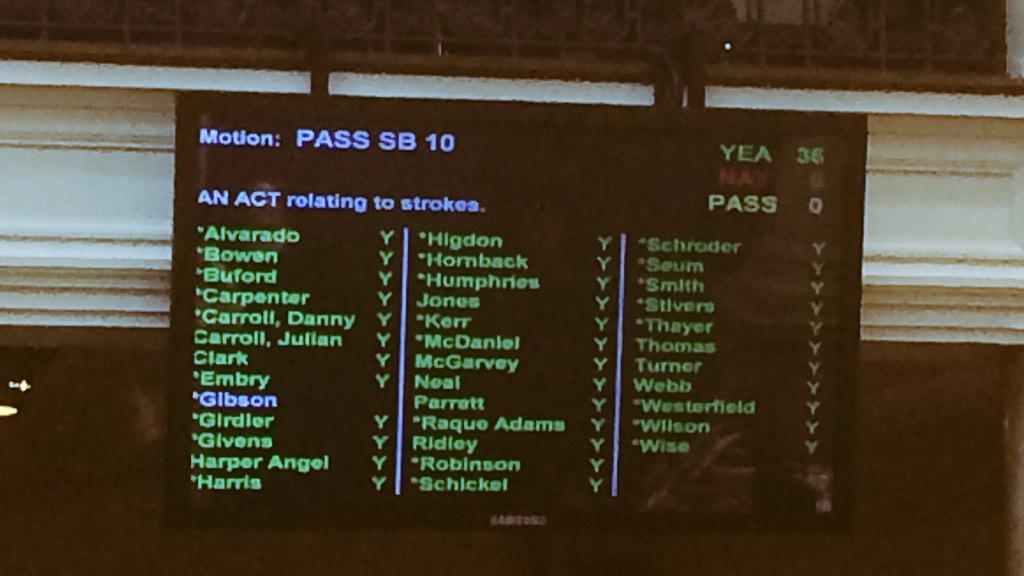 Very encouraged that SB 10 - continuing the development of stroke care centers in KY - passed unanimously. #kyga15