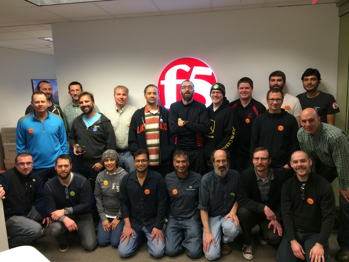 LineRateSystems's tweet photo. Taking a break from hacking on some #nodejs for a #LineRate team photo on #F5Day. @F5Networks Boulder team #iamf5 http://t.co/S5QLC6aW1n