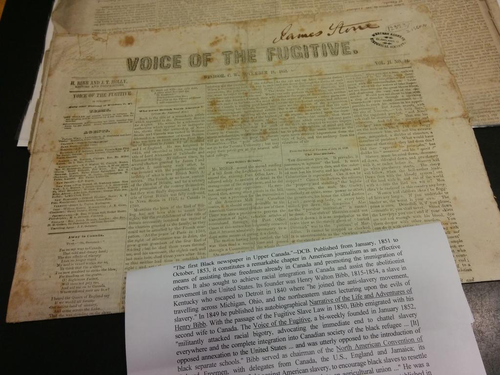 Old newspaper titled Voice of the Fugitive