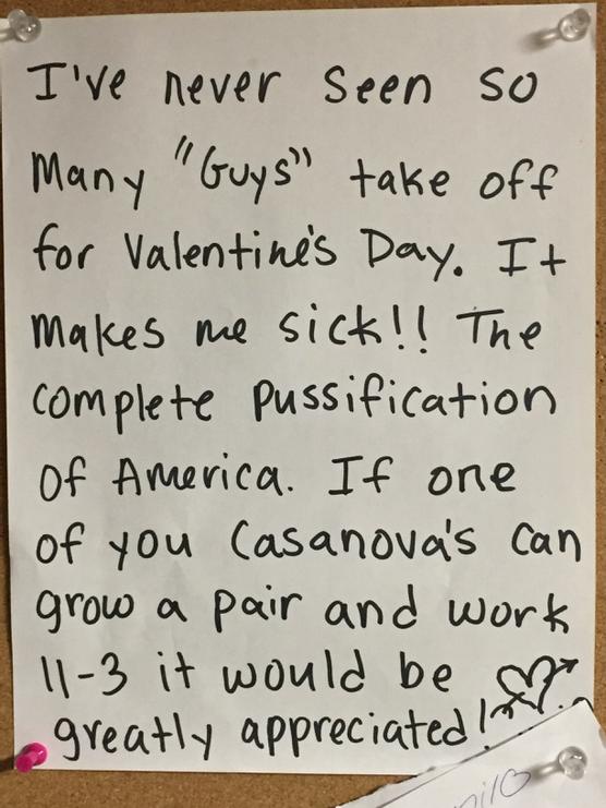 pjillyjones's tweet image. Our note to our workers about Valentine's Day #truth #madeupholiday#pussfordays