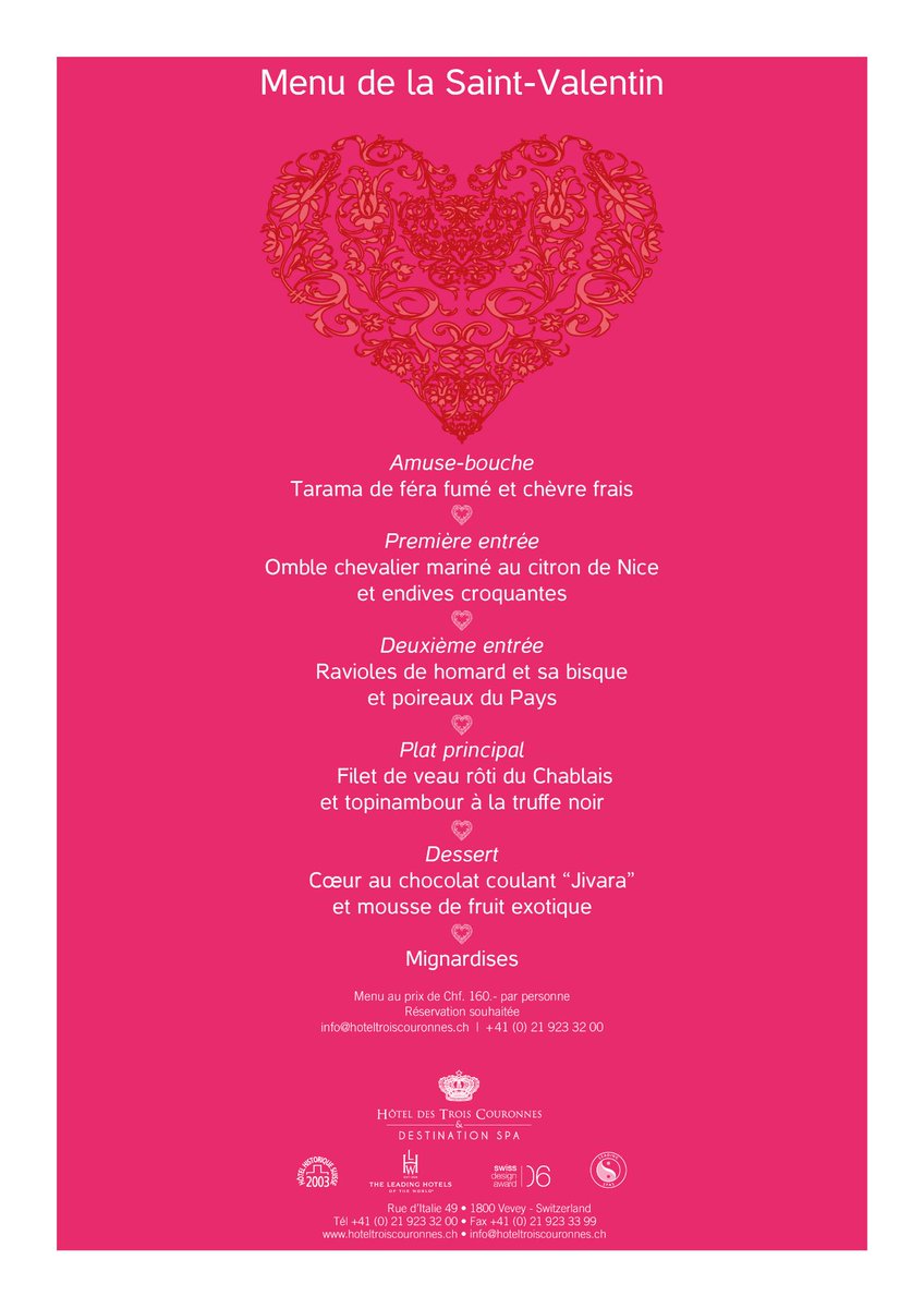 La Saint-Valentin avec votre "darling d'amour" dans un cadre inoubliable? Plus d'infos ici hoteltroiscouronnes.ch/pictures/event…