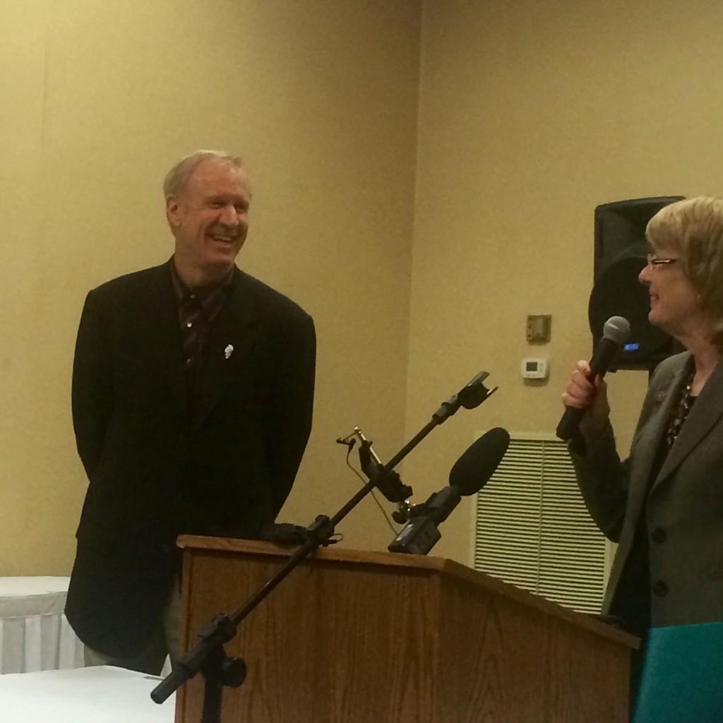 Gov. Rauner just wrapped up an 18-minute speech during the Mount Vernon stop on his tour of the state today.