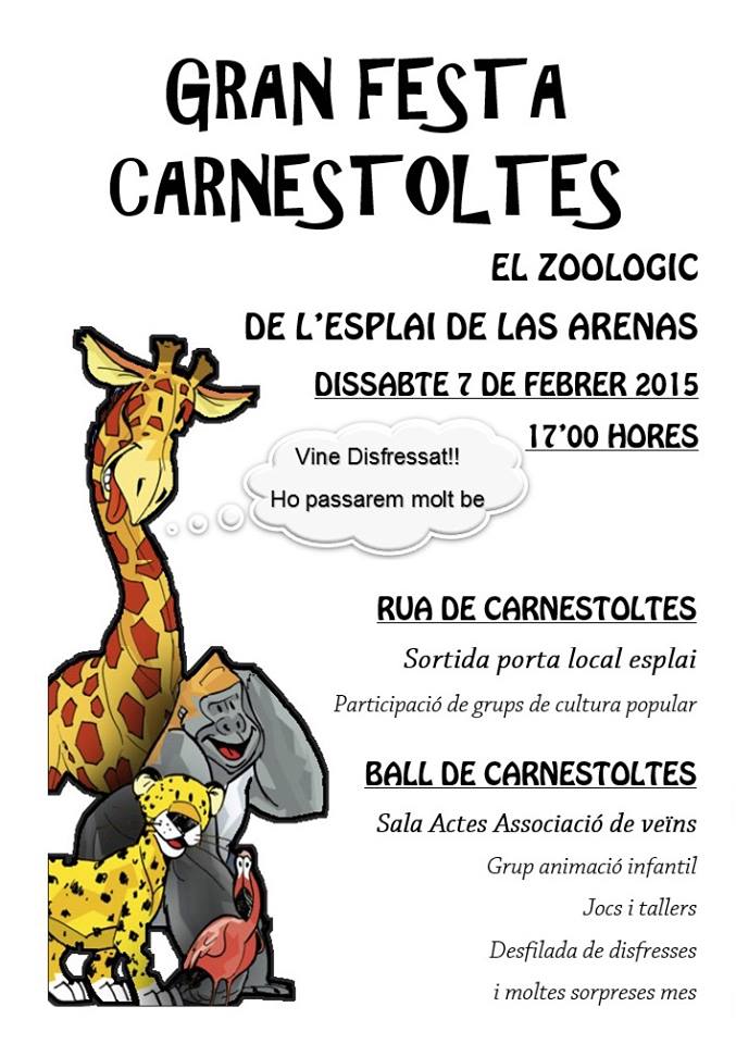 EsplaiLasArenas's tweet photo. Sábado 7 de febrero a las 17:00 os esperamos en la fiesta de carnaval!! no os la podéis perder! http://t.co/SasT5KNrP1