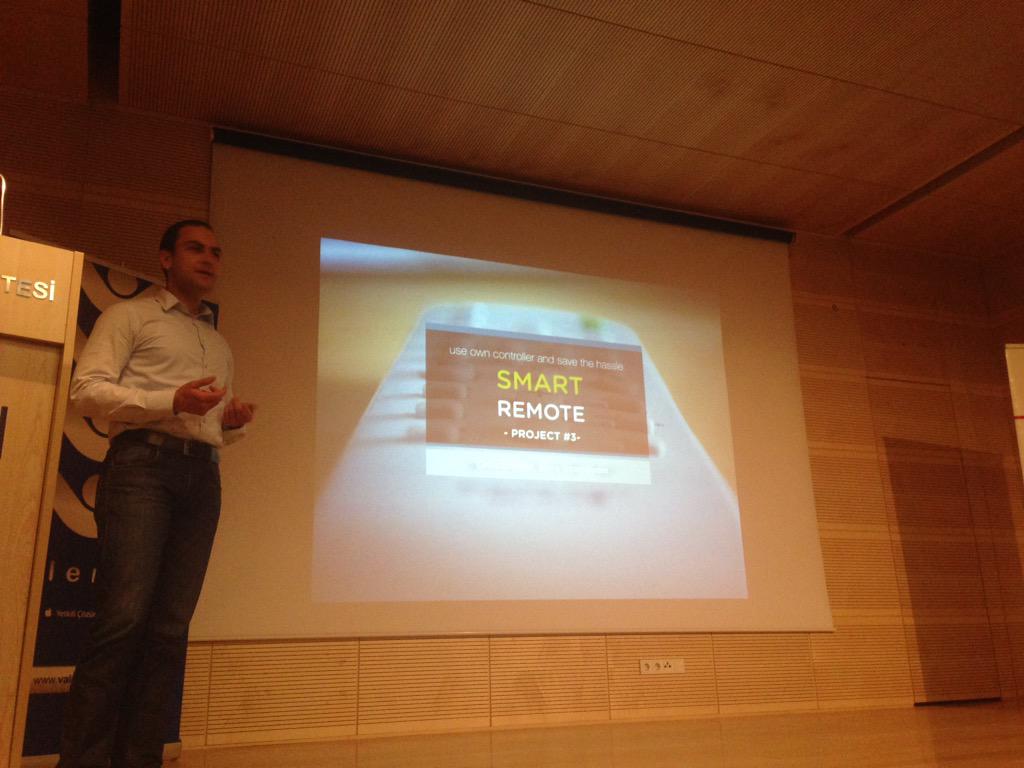 getveacon's tweet photo. Can Yaman, Senior Developer is explaining the Smart Remote Project @IstanbulCoders #bluetooth http://t.co/oAS7Q7eCXT