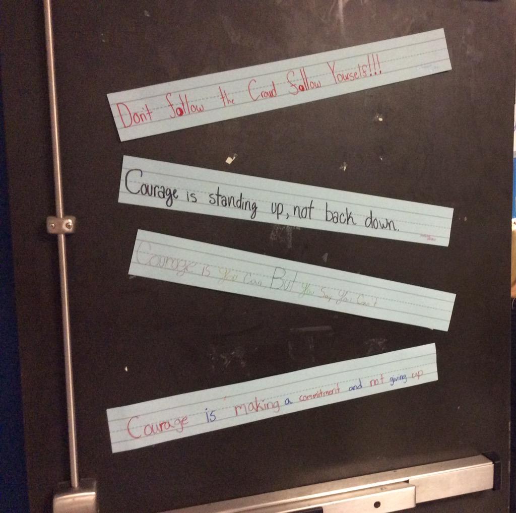 JeanNimmer's tweet photo. @PVMSPatriot Students' definitions of courage. Very insightful for 7th graders! http://t.co/Gxx5zN6NaO
