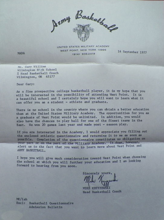 Darren Rovell on X: &ldquo;Recruiting letter from Army coach Mike 