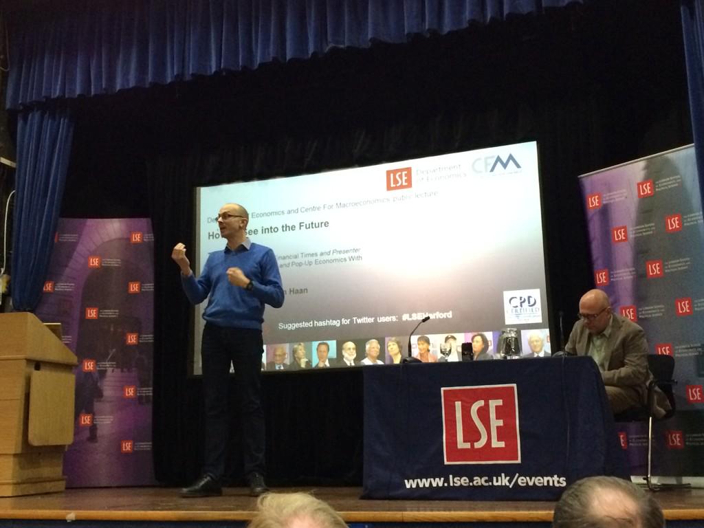 63 separate recessions in 2008, 0 were forecasted by economists. How to see into the future? #LSEHarford http://t.co/YCLD6Riyqu