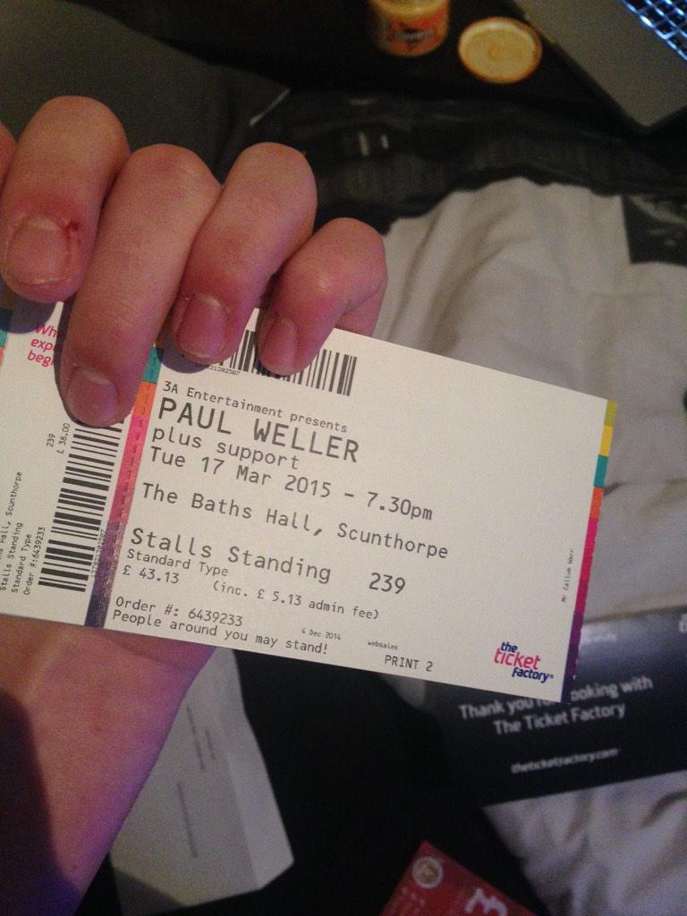 cal_of_cydonia's tweet image. Got my tickets for @paulwellerHQ at the @TheBathsHall can&apos;t wait #ModGod #ModFather