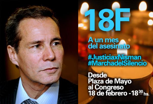 JMCampagnoli's tweet photo. Este Miércoles 18 de Febrero Fiscales convocan a una “Marcha del silencio” para que se esclarezca caso #Nisman http://t.co/3HaYpl3fGf