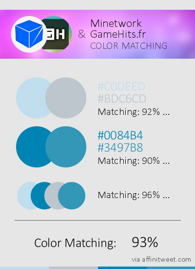 MinetworkFR's tweet image. [ColorMatching] x @GameHitsFR
Results: 93% affinitweet.com/results/4cf780…
via affinitweet.com