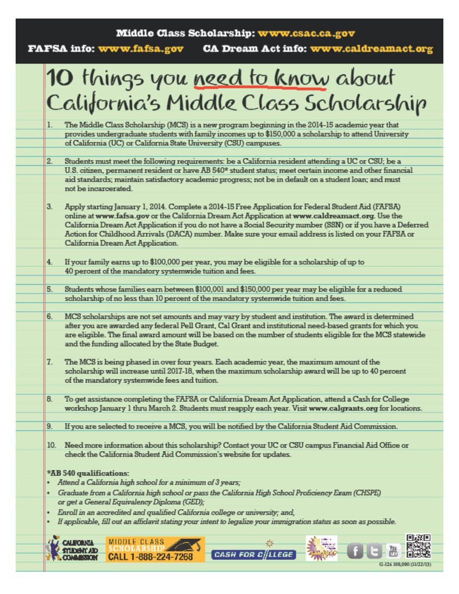 10 Things about the #MiddleClassScholarship #payforcollege