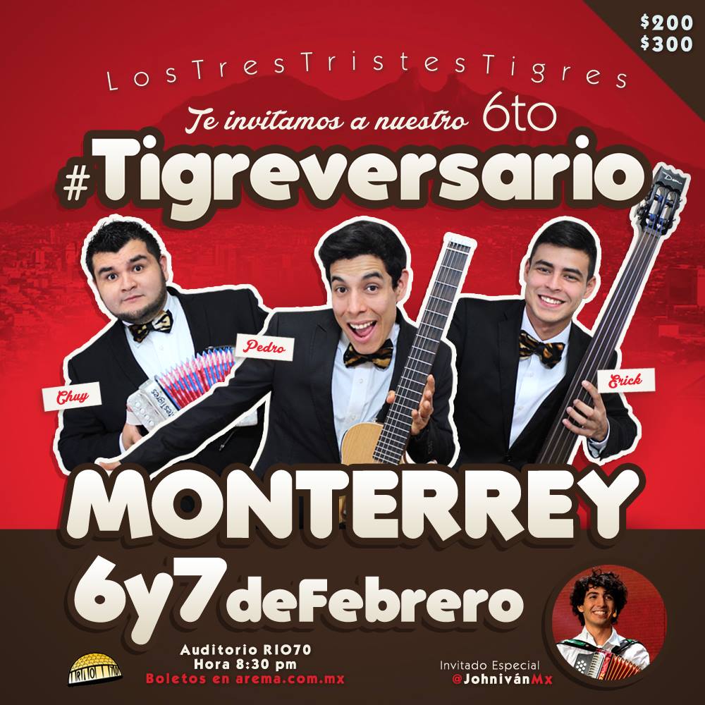 LOS3TT's tweet photo. #LaVidaEsMuyCortaPara ...perderse nuestro 6to #tigreversario! con @JohnivanMx abriendo el show ¡Los esperamos! http://t.co/2h8yzhxmD7