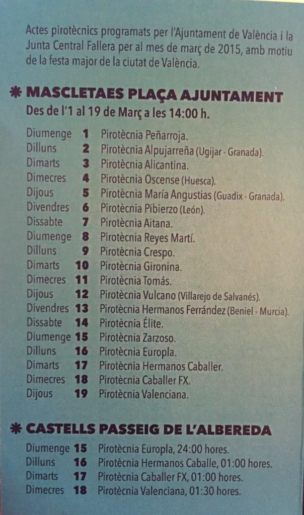PIROART's tweet photo. En la X Gala de la Pirotecnia fallera se ha presentado el programa oficial de disparos de las Fallas 2015 que es este http://t.co/8DWAguRirT