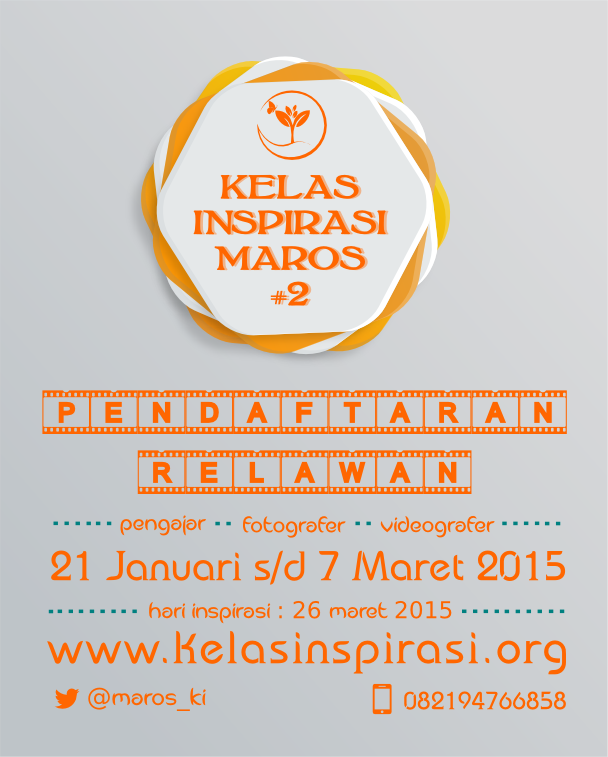 Maros_KI's tweet photo. ayo ramaikan kelas inspirasi maros, daftar ki' menjadi relawan pengajar/fotografer/videografer. saatnya menginspirasi http://t.co/QTY5NkY20t