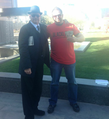 NBCBlacklist's tweet photo. These Phoenix Blacklisters had no trouble tracking down Red's decoy at @phxart. #RedOnTheRun http://t.co/Z9tz4zNm4E