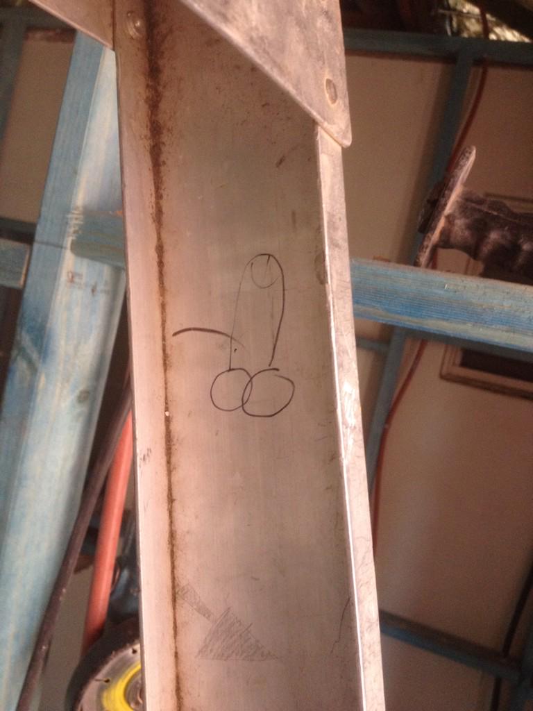 wok86's tweet photo. @GusBus391 have you been drawing dicks on my ladder #iknowitwasyou http://t.co/FTHQ246Gl7