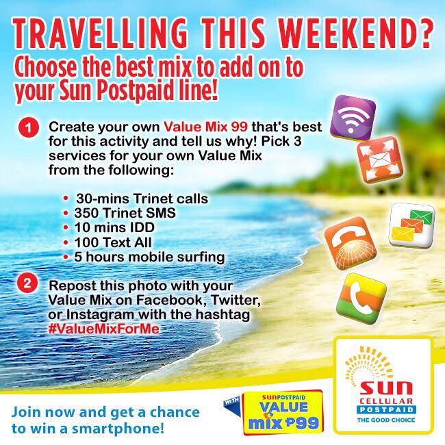 saabmagalona's tweet photo. Sun Postpaid is giving away a smartphone!! Check the pic for details on how to join #ValueMixForMe promo. Go go go! http://t.co/EcJQ9qKmM6