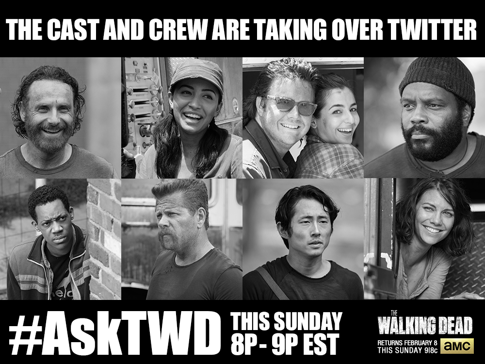 WalkingDead_AMC's tweet photo. Total. Twitter. Takeover. Submit questions now with #AskTWD. http://t.co/fhEENskkZC