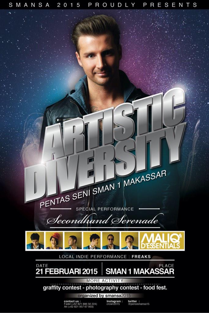 SMAN 1 MAKASSAR PROUDLY PRESENT "ARTISTIC DIVERSITY" 21 FEBRUARY 2015 AT SMAN 1 MAKASSAR <a href="/madamaradio/">87.7 FM Madama Radio</a> <a href="/PramborsMKS/">105.1FM Prambors Makassar</a>
