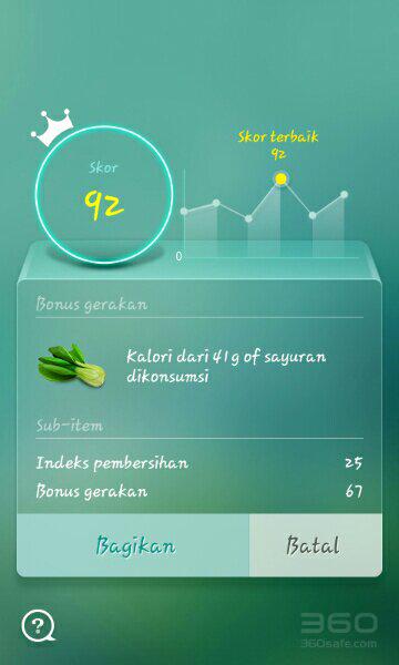 lo98970's tweet photo. I burned 41g of vege. in calories on my phone using #360Security shake ‘n cleanup!http://t.co/WNmseTkEKj http://t.co/lU84KbPRF0