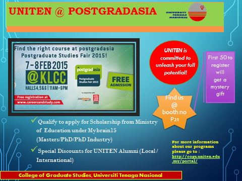 nora_shidah's tweet image. Visit  #postgradasia  UNIVTENAGANASIONAL #Uniten_booth_P21  KLCC
GO UNITEN for POSTGRAD! 
ENGR, IT AND BUSINESS