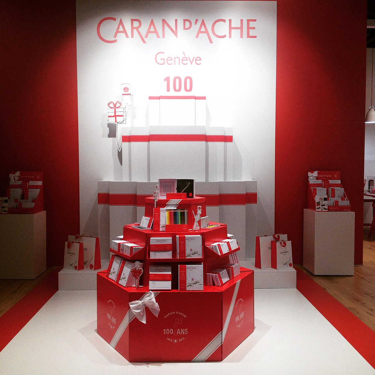 A huge birthday cake with all the products from the Anniversary Collection! #carandache100