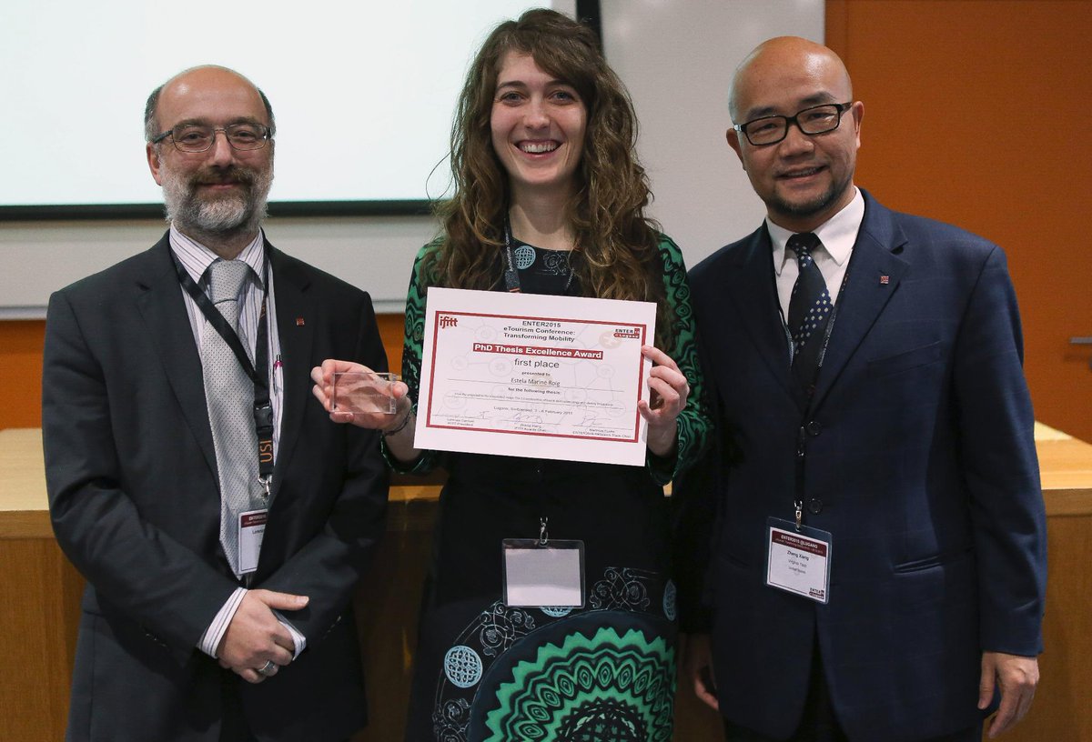 CoETourism's tweet photo. @Estela_UDL Mariné Roig is the winner of the 2015 IFITT Thesis Excellence Award #ENTER2015 http://t.co/BKu5WRm4kk http://t.co/62b1HbnPJ8