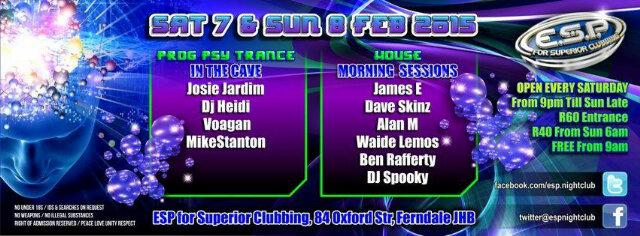 DJMikeStanton's tweet photo. This weekend @ESPNightClub with you Favorite residence @JosieJardim_DJ @DJHeidiSA @voagan . #ProgPsyTrance in Gave. http://t.co/pk8Xc8vtpc