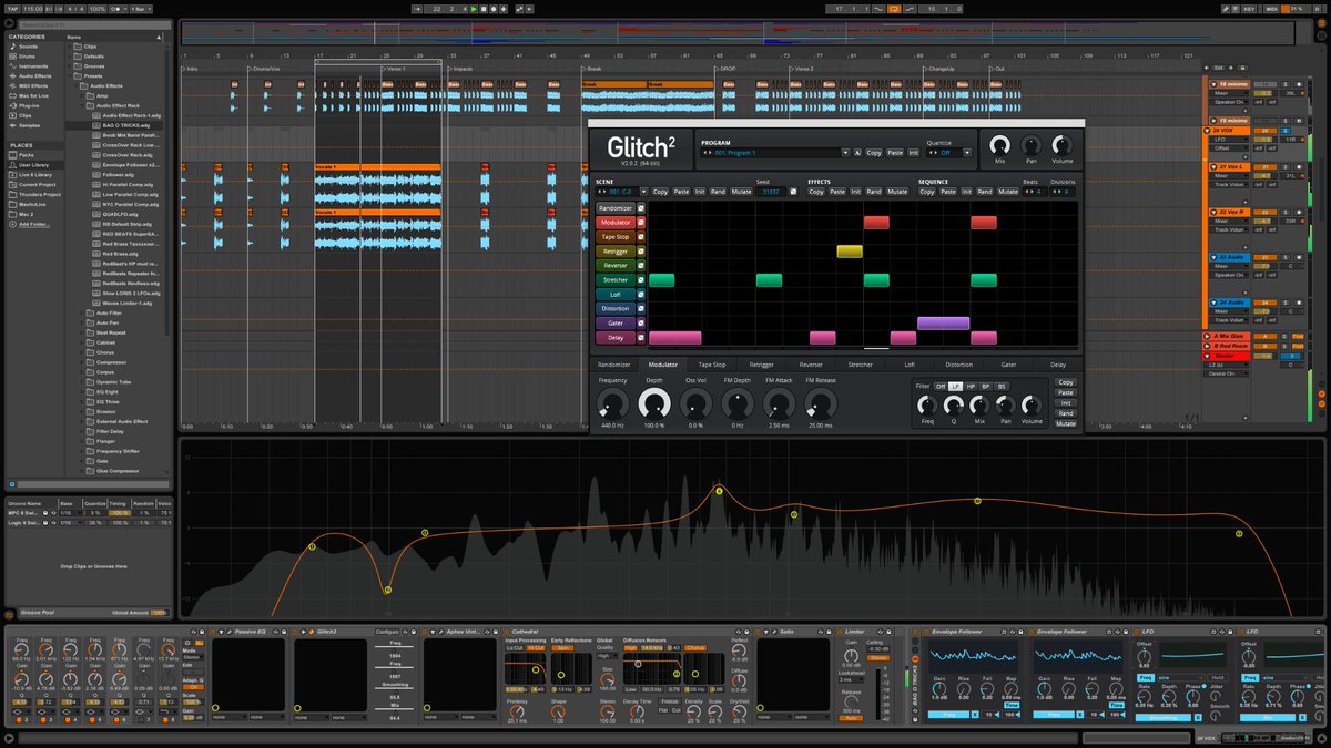 BeatsofRed's tweet photo. Illformed Glitch 2 on vox samples with my BAG O TRICKS Follower/LFOs. #beatsofred #cygnusredmusic #Ableton #Glitch http://t.co/0mdUGM3FA0