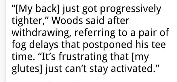 fizziowizzio's tweet photo. “@Peter_Gettings: Tiger withdraws again...last time it was #SacrumGate now #GluteGate http://t.co/k6WGddnQln” a PR disaster given prev news
