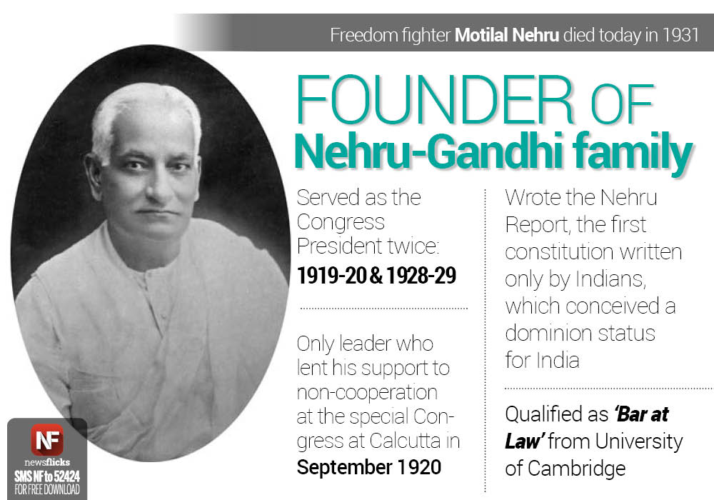 newsflicks's tweet photo. Founder of Nehru-Gandhi family #MotilalNehru died today in 1931 http://t.co/TB1gjLixS6