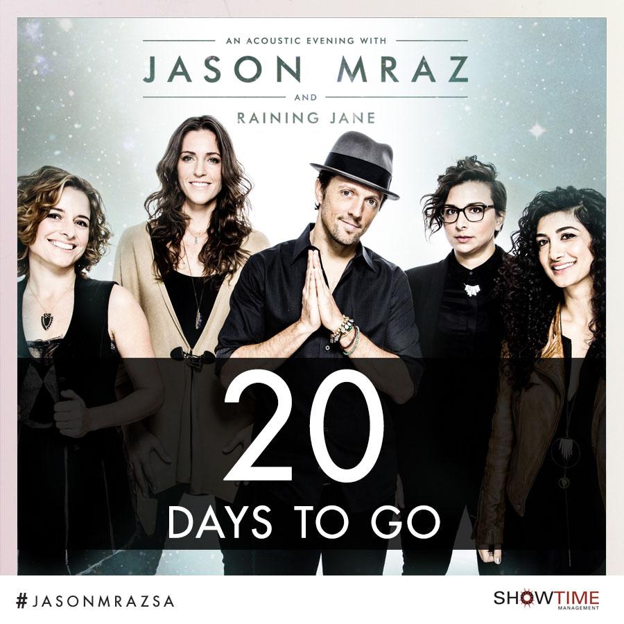 showtime_sa's tweet photo. Get ready to welcome the talented, @jason_mraz in ONLY 20 Days! 

 Stay tuned for your chance WIN! #JasonMrazSA http://t.co/NmsPSeBZoT