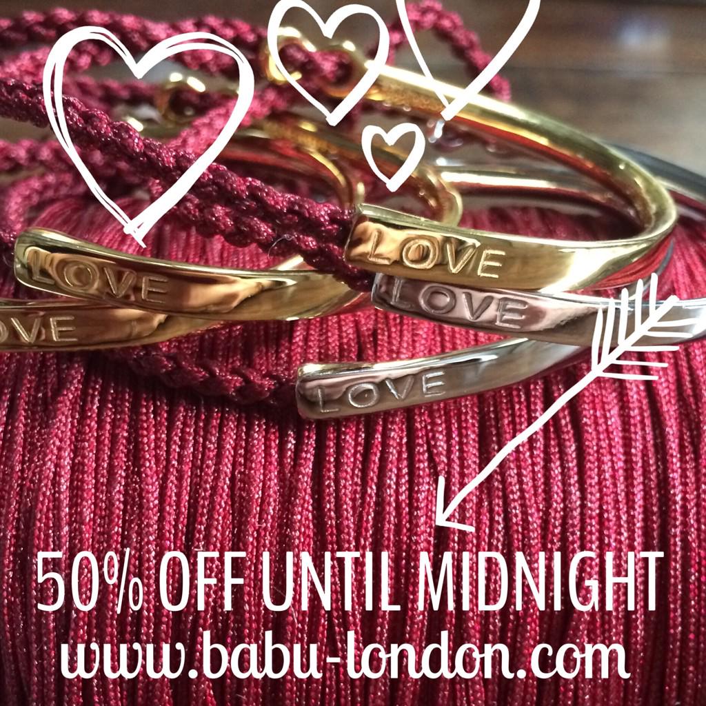Babulnd's tweet photo. Head to http://t.co/hinUGX5iCz before midnight tonight to find 50% off all our valentines favourites! #Sale http://t.co/ertkoAHree