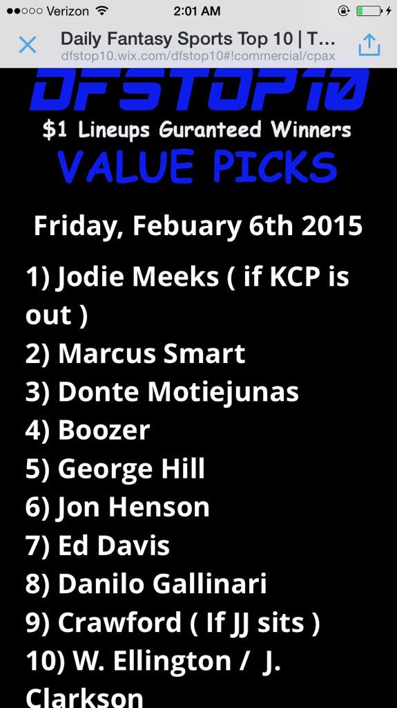 DFSTop10's tweet image. Friday's Value picks are out! #dfs #FantasyAces #FanDuel #draftkings