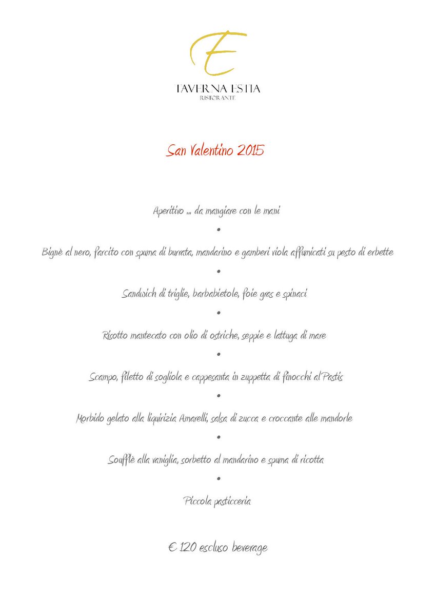 Il menu di #SanValentino da Taverna Estia