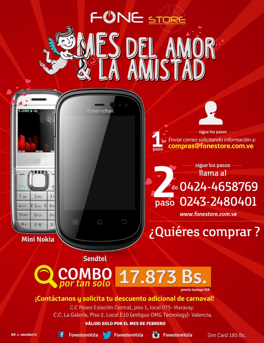 fonestorevzla's tweet image. #ATENCION solo por #febrero  tenemos el #Sendtel + Mini #Nokia por 17.873 bs escríbenos a compras@fonestore.com.ve