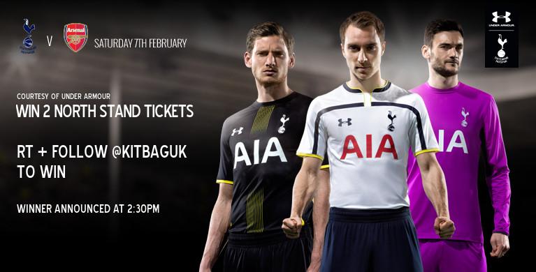 KitbagUK's tweet photo. To enter simply RT + follow us to win 2 North Stand Tickets to @SpursOfficial v @Arsenal this weekend #KitbagGiveaway http://t.co/kGlU2XMgHC