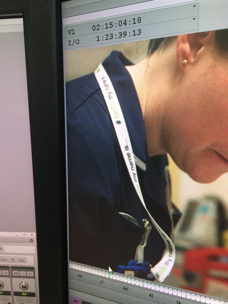 catherine5news's tweet image. .@GrangerKate Spotted! #hellomynameis lanyard as I view rushes from @WWLNHS for @5_News report re #dtoc #exitblock