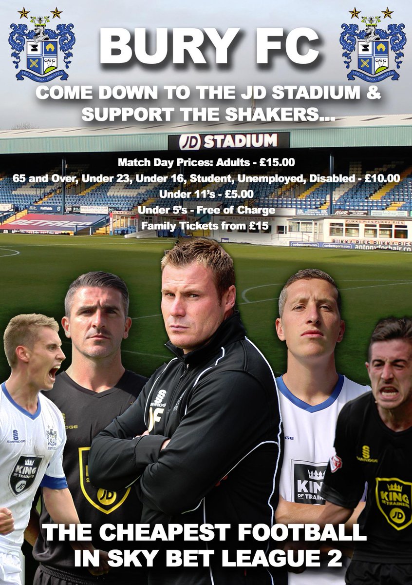buryfcofficial's tweet photo. Win 2 tickets to tomorrow's game against @OfficialECFC at the JD Stadium. Retweet for your chance to win #buryfc http://t.co/Bd3QAQyxVP