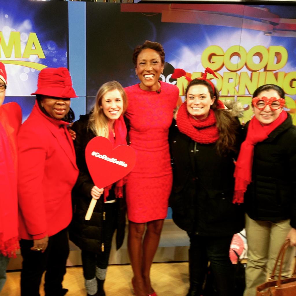 ChristineDeska's tweet photo. Thanks, @RobinRoberts & the folks at #GMA for letting us into the studio! :-) #GoRedForWomen #GoRed #GoRedForHeart http://t.co/Ao13fr6kKs