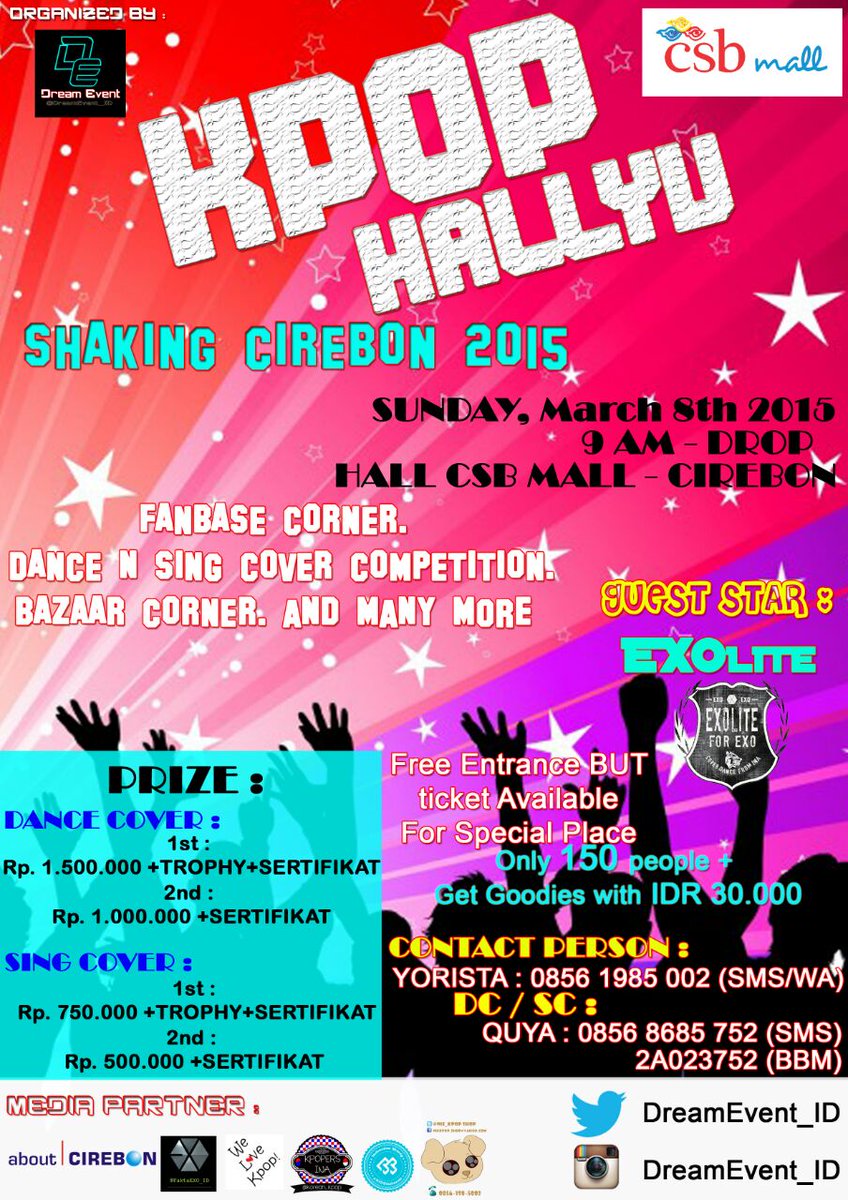 COME N JOINT US IN "HALLYU KPOP SHAKING CIREBON" 8 MARCH IN HALL CSB MALL START 09.00 TIL 20.00 <a href="/QaraDC_/">Qara~</a>