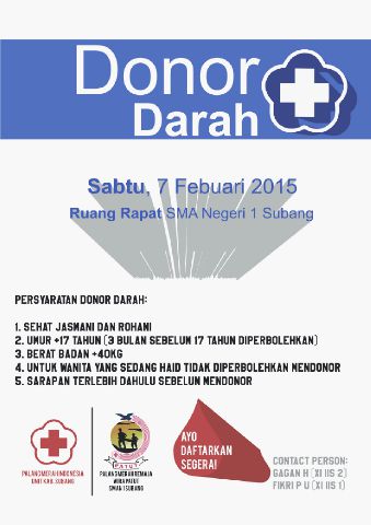 Ayo yang ingin mendonorkan darahnya bisa datang besok, hari sabtu 7 februari 2015 (1/4)