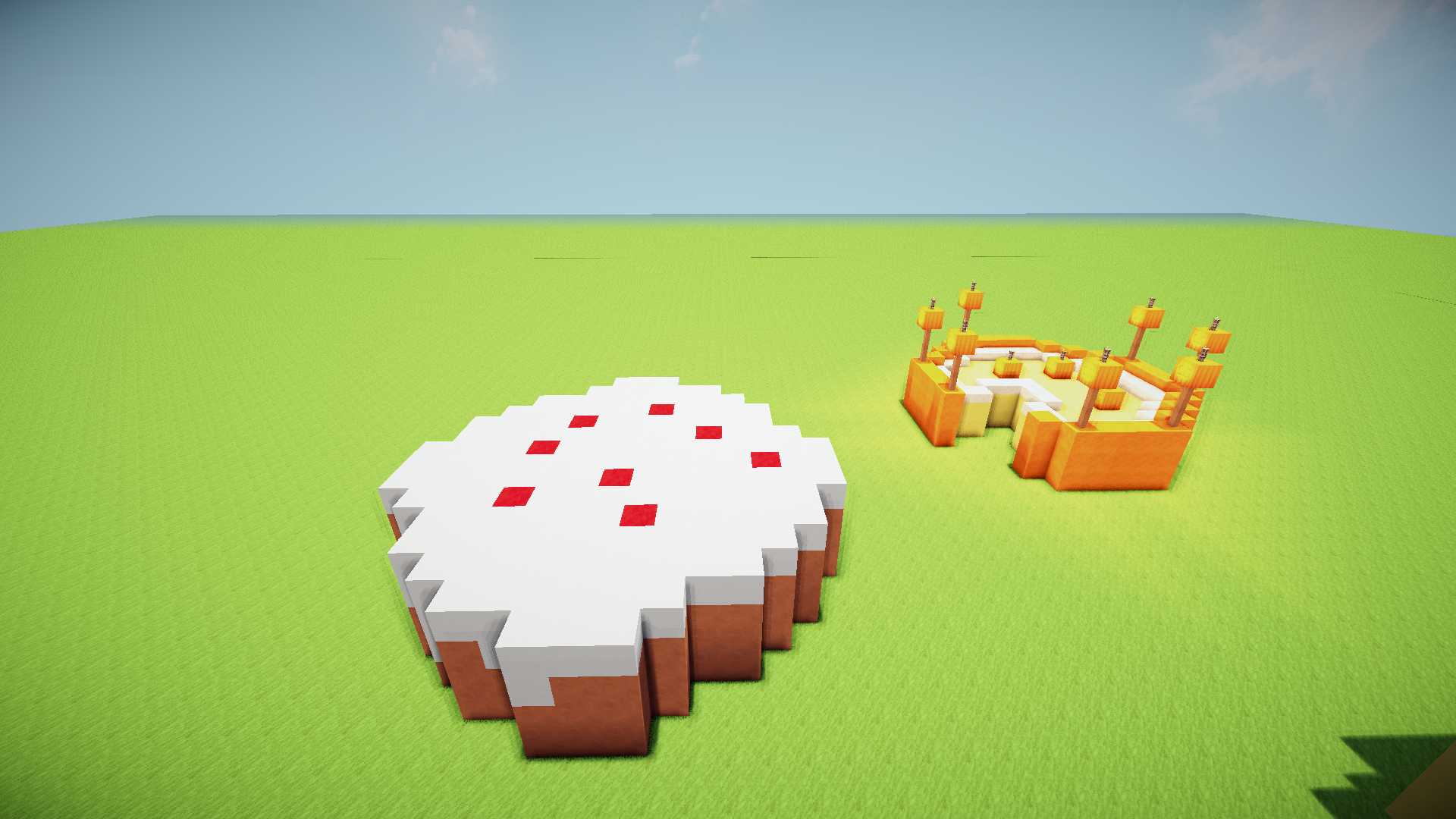 たつや 何も思いつかなかったのでマイクラのケーキとパンプキンパイ マイクラ建築60分一本勝負 Http T Co P2kwyweoek Twitter