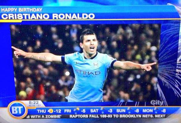 Canadian TV wishes Cristiano Ronaldo Happy 30th Birthday with photo of Sergio Aguero  